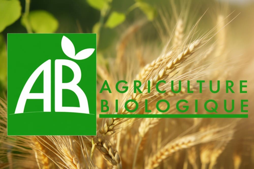 Logo AB champ de blé, alimentaiton biologique, label bio